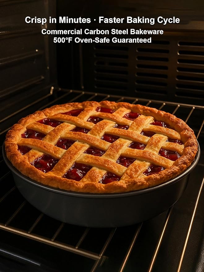 Yamteck 10×2.6 Inch Deep Pie Pan with Cake Server for Pie Tart Quiche Baking. Round Cake Pan with Non-Stick Coating, Rugged Carbon Steel. Gift for Women Wife Christmas Thanksgiving Party Festival