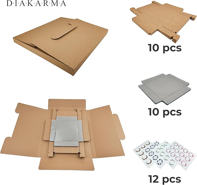 Diakarma Gift Boxes with Clear Cover, Bakery Treat Boxes for Small Cakes, Cookies, Desserts, Donuts, Pastries, Gifts, and Party Favors – Durable & Elegant (10 Pieces Brown Kraft, 6"x6"x1.2")