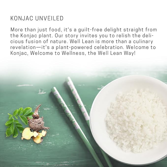 Well Lean Shirataki Konjac Rice - 10 Pack - For Quick Dinner Meals, Ideal for Keto, Paleo, and Low Carb Diets - Ready to Eat, Rice Alternative