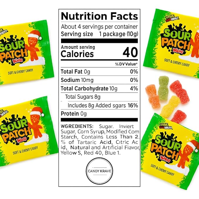 SourPatch Kids Holiday Edition – Soft & Chewy Sour Candy – Individually Wrapped Treat-Size Pack – 2 lb Bulk (Approx. 70–80 Packs) – Perfect for Christmas Stockings, Party Favors & Candy Bowls