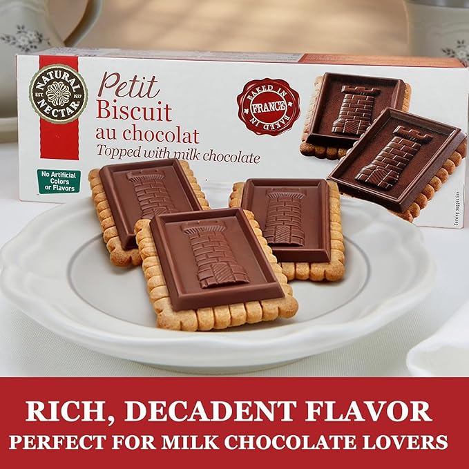 Natural Nectar Petit Biscuit Milk Chocolate – 6 Pack (6 × 5.29 oz) – Crisp European-Style Biscuits Covered in Smooth Milk Chocolate; Snack Cookies for Coffee, Tea & Desserts