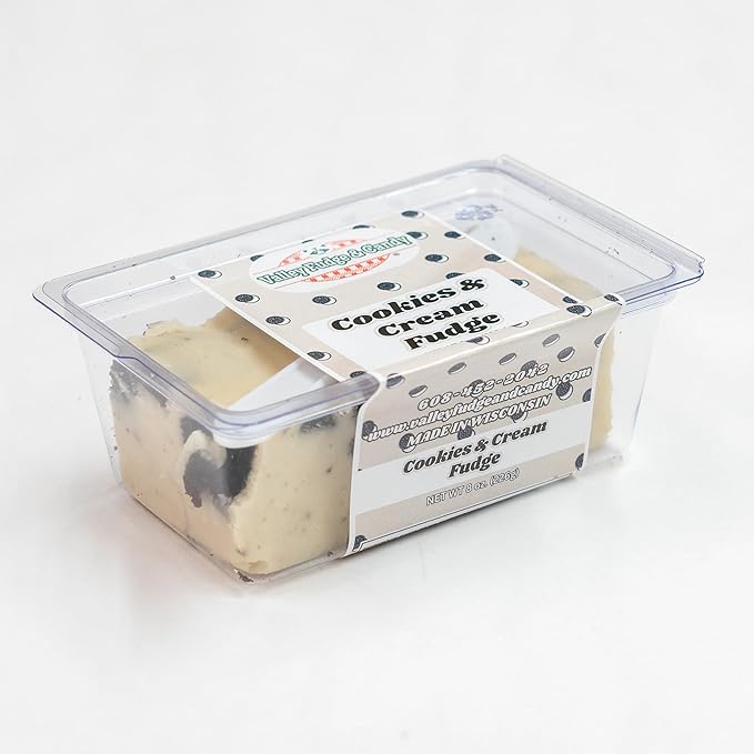 Valley Fudge, Cookies and Cream, Fresh Artisan Fudge, Real Butter, Gourmet Candy, Half Pound Package