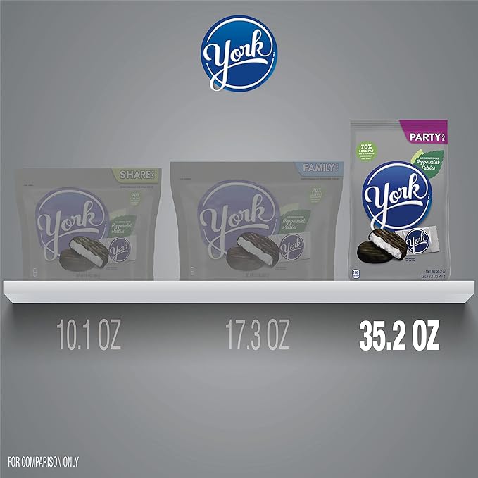 YORK Dark Chocolate Peppermint Pattie Miniatures, Holiday Candy Party Pack, Great Stocking Stuffer 35.2 oz