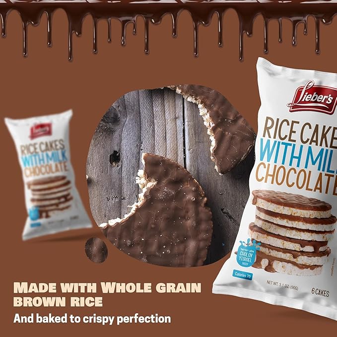 LIEBERS Kosher Certified Dairy Italian Milk Chocolate Rice Cakes, Gluten Free Snack Italian Milk Chocolate (pack of 3)…