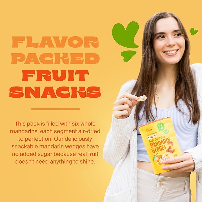 Whitney Jordan Naturals Air-Dried Mandarin Wedges 2 Oz, Pack of 10 - Dried Fruit Snack - Contains 6 Mandarins - No Sugar Added, Gluten-Free, Vegan, Chewy Real Fruit for Healthy Snacking On-the-Go