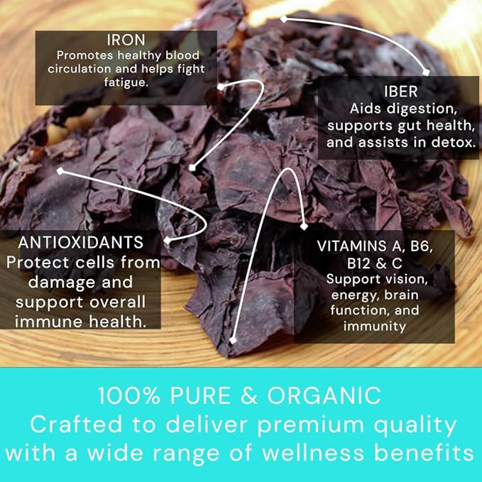 Ocean's Balance Organic Whole Leaf Dulse – Maine Coast Vegetables for Keto, Paleo Diet, & Vegan Diets – Sweet Seaweed Gluten Free Products (2oz Bag)