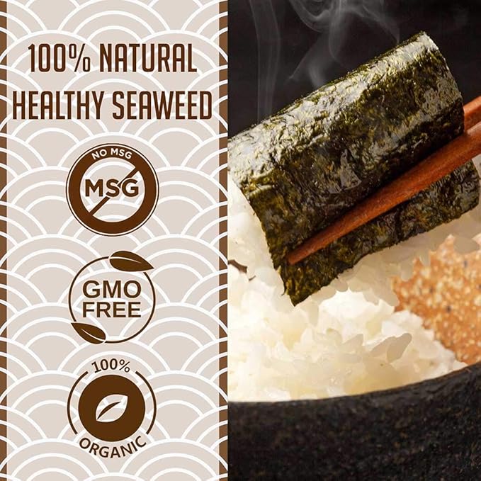 KIMNORI Seasoned Seaweed Snacks Sheets – Organic Sweet 'N Spicy Flavor 24 Individual Packs Roasted Crispy Premium 100% Natural Laver Kim Nori 4g 0.14 Ounce