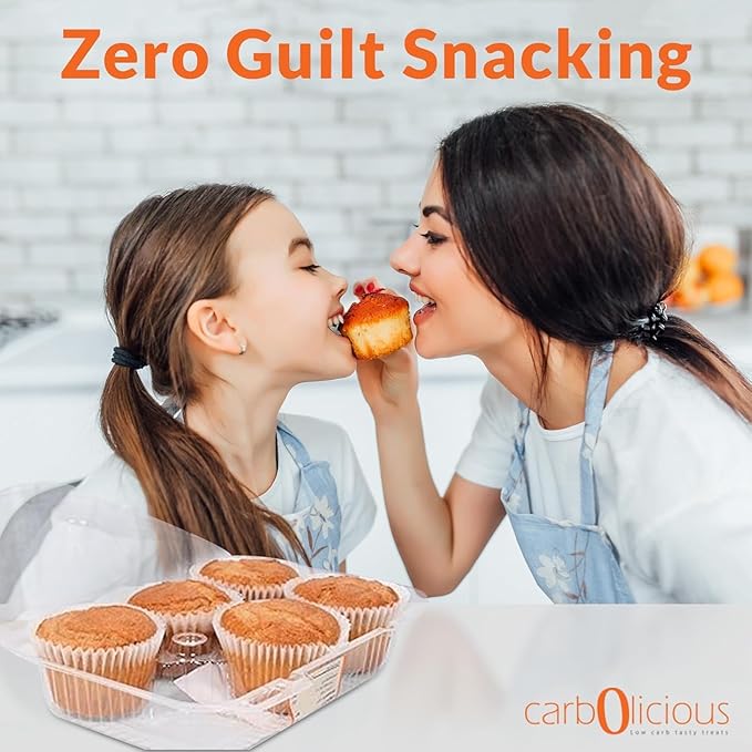Low Carb Lemon Muffins 12 Pcs (2-Pack) by Carb-o-licious - Delicious Keto Mini Muffins with Only 2 Net Carbs, 9g Protein - Sugar Free Cupcake Style Healthy Snack Made, Almond Flour, Low-Carb Treat