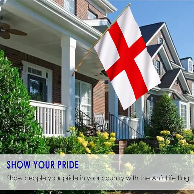 AhfuLife 2 Pcs England Flag St Georges Flag 3 x 5 Ft, Large English Flags for Outside - Double Side with Brass Eyelets for Olympic Party Decorations, Bar Garden Street Decoration Indoor Outdoor