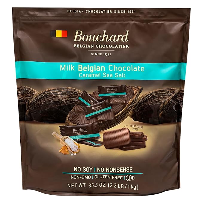 Bouchard Belgian Milk Chocolate Caramel Sea Salt Napolitains 35.3 OZ (2.2 LB/1KG)