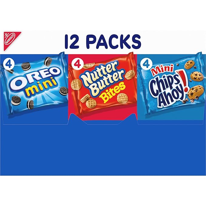 Nabisco Cookie Variety Pack OREO Mini, Nutter Butter Bites, CHIPS AHOY! Mini, 12 Snack Packs