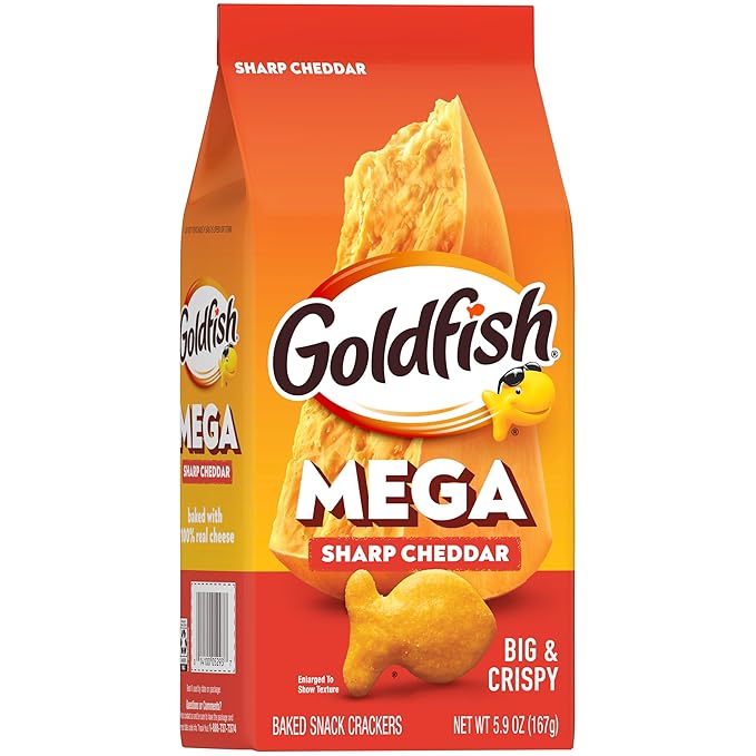Goldfish Mega Bites Sharp Cheddar Cheese Crackers, 5.9 Oz Bag