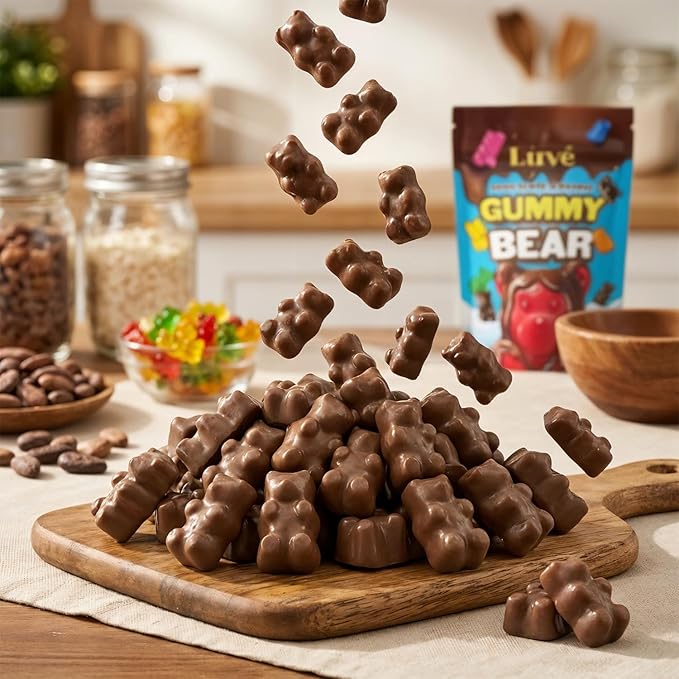 Luve Chocolate Covered Gummy Bears, 3 Packs of Milk Chocolate Gummy Bears 4oz Bags Each, Sweet Bear Chocolates with Perfect Texture in Every Bite, For Kids and Adults
