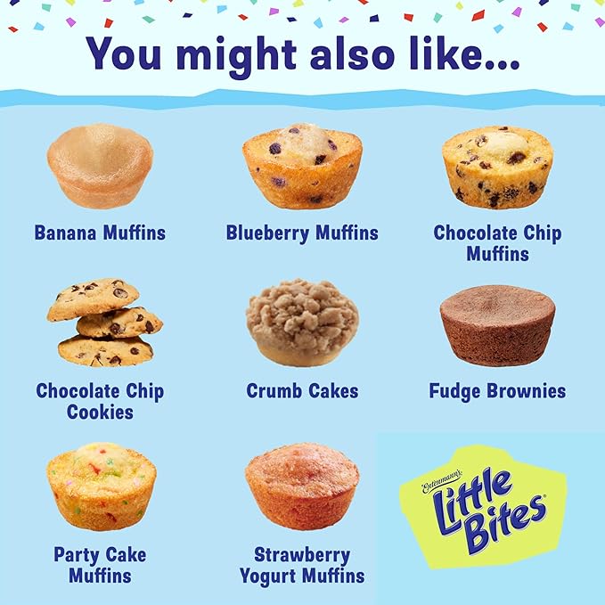 (Value Pack) Little Bites Party Cake Muffins, 20 individual packs, (4 ct each), Cake and Sprinkles Mini Muffins, 33 oz Multipack