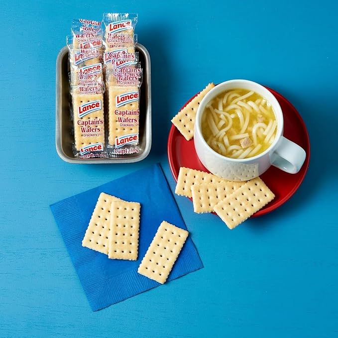 Crackers, Lance Captain Wafers Original Flavor, Two per Pouch, 0.23 oz Each, Cheese and Soup Crackers, Original Flavor, Options:(1000 Pack)