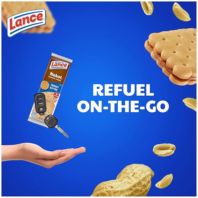 Lance Sandwich Cookies, Nekot Peanut Butter, 20 Individually Wrapped Packs, 6 Sandwiches Each (Pack of 6)