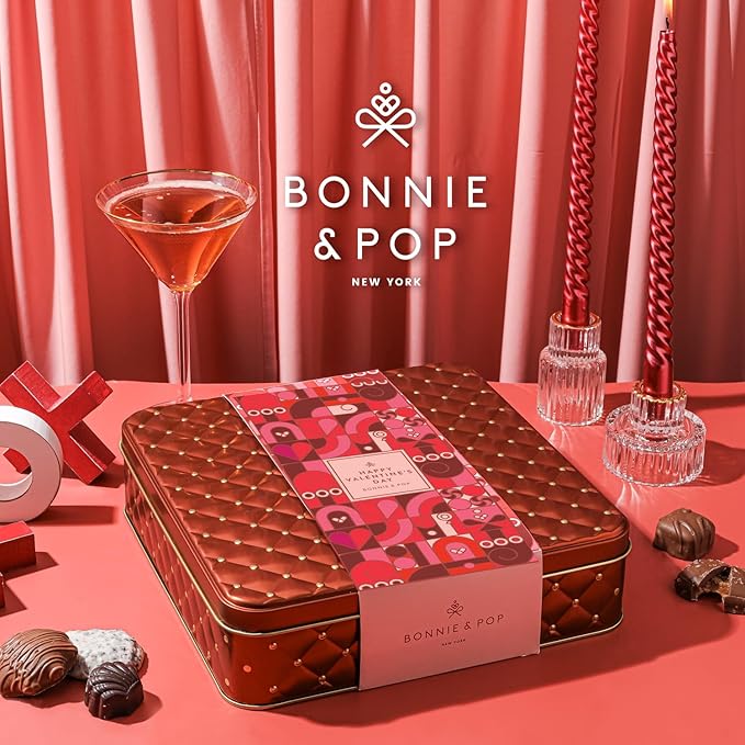 Valentines Day Chocolate Gift Basket, Food Gifts Arrangement Platter, Gourmet Snack Box, For Her, Wife, Spouse, Girlfriend, Romatic, Lover, Mom- Bonnie & Pop