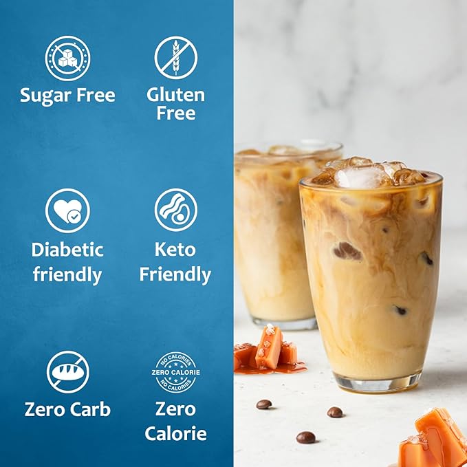 Syruvia Sugar Free Coffee Syrup, Salted Caramel Flavored Syrup for Drinks, Lattes, and Desserts – 25.4 fl oz, (Pack of 2)