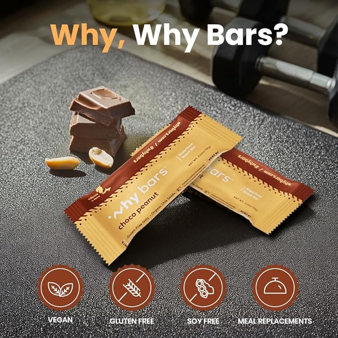 Why Bars, Superfood Protein Bars, 2.04 Ounce Bars - Protein Bar Superfood, Gluten Free, Non GMO, Organic, Vegan, Simple Ingredients (Chocolate Peanut Butter)