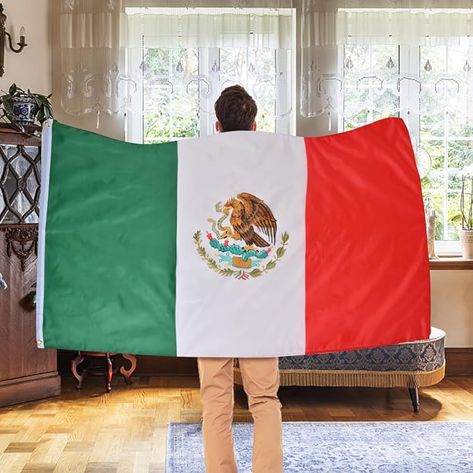 AhfuLife Mexico Flag 3x5 Ft 4 PCS, Large Mexican Flags for Outside - Double Sided with Brass Eyelets for World Cup Party Decorations Bar Garden Street Decoration Indoor Outdoor