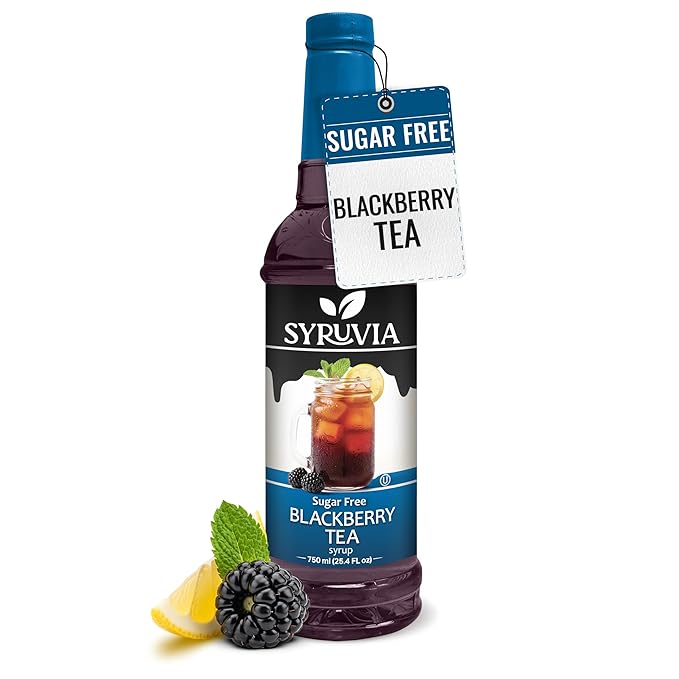 Syruvia Sugar Free Blackberry Tea Flavored Syrup for Drinks, Cocktails, Lemonades, Iced Teas and Desserts – 25.4 fl oz
