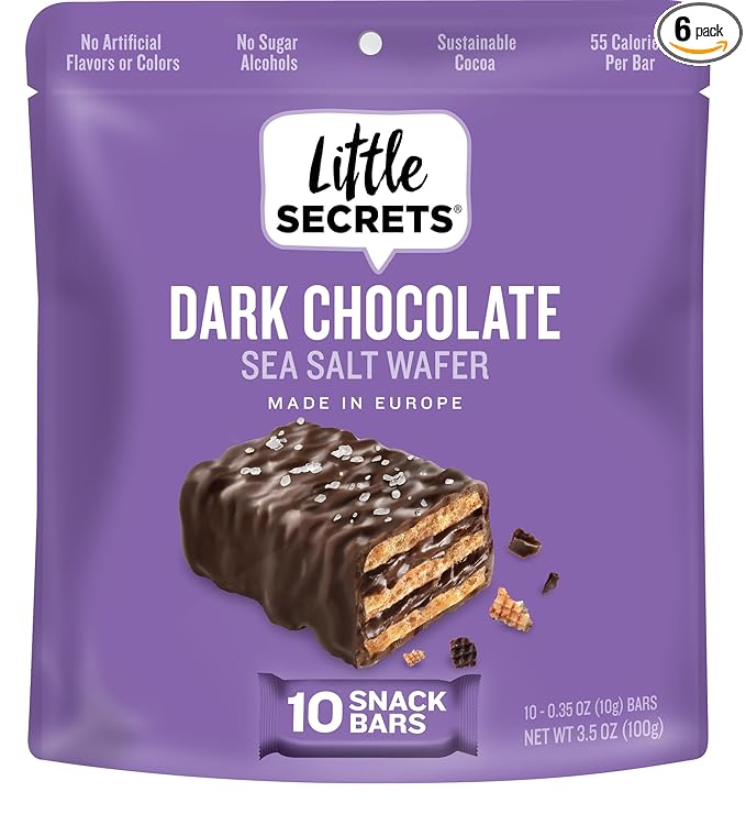 Little Secrets Dark Chocolate Crispy Wafers | 60 Minis | Made in Europe | Nothing Artificial & No Sugar Alcohols | Sustainable Cocoa | 3.5 Ounce (Pack of 1)