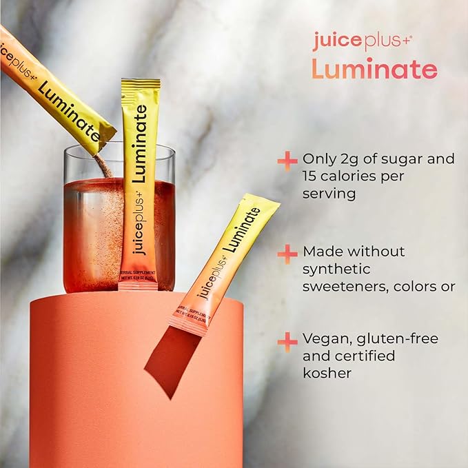 JuicePlus+ Luminate - Plant-Based Cognitive Support Drink with Ashwagandha, Lions Mane & Coffee Berry For Clarity & Vitality - 15 Sticks, 2.75 oz