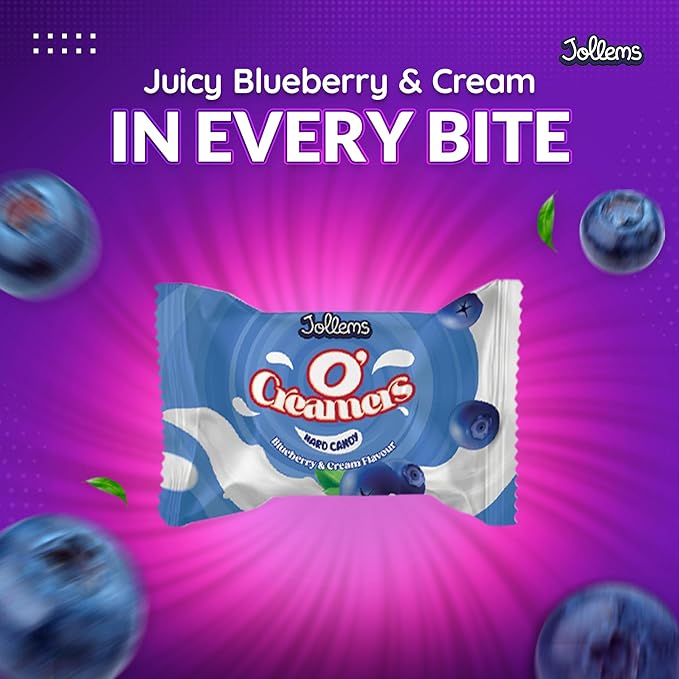 Jollems O’ Creamers Blueberry & Cream Flavored Hard Candy | Individually Wrapped | 2 Pound Bulk Bag