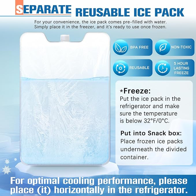 Chilled Portable Snackle Box Container Insulated Bag Keep Food Warm 12 Compartment Divided Serving Tray Reusable Ice Pack Christmas Thanksgiving Gift Essentials for Charcuterie Snack Road Trip Picnic