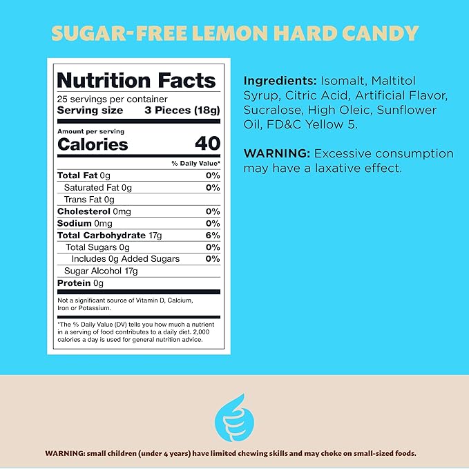 Sugar-Free Lemon Hard Candy | 1-Pound Pack | Refreshing Treats