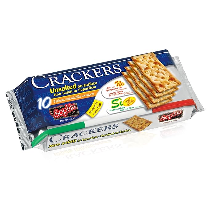 Sophia Cracker Italian Unsalted 8.8oz (12-pack) | Premium Without Salt | Unsalted Crackers for Cheese Boards & Pantry | Club-Style Crackers with Crisp Crunch | Pantry Staples Snack