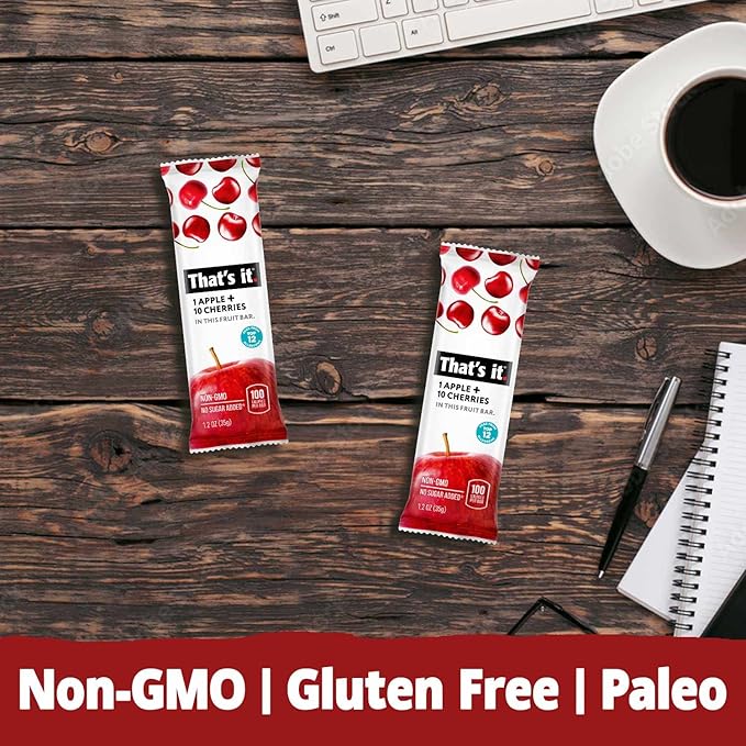 That's it. (48 Count) Variety Pack | Strawberry, Blueberry, Mango & Cherry flavors | 100% Natural Real Fruit bars. Strawberry. Plant-based, Vegan, gluten-free. No added Sugar. Top 12 allergen free
