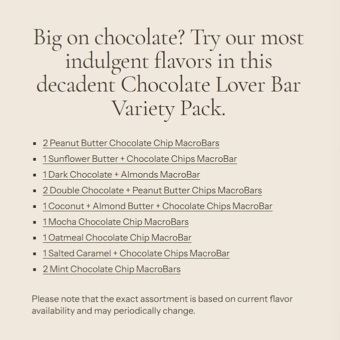 GoMacro MacroBar Organic Vegan Protein Bars - Chocolate Lover Variety Pack (2.3 Ounce Bars, 12 Count)