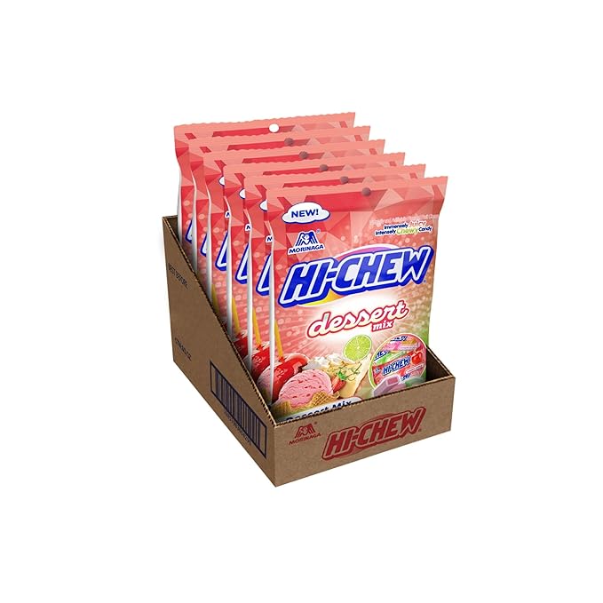 HI-CHEW Dessert Mix, 6 Bags, 3oz Each - Apple, Key Lime Pie, Strawberry Ice Cream - Unique Fun Soft & Chewy Candy - Immensely Creamy Fruity Candy Flavors - Individually Wrapped for Sharing