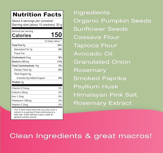 Foodies PumThins Rosemary & Pink Salt Crackers, Gluten Free, Made with Organic Pumpkin Seeds, No Seed Oils, Healthy, Paleo Friendly, 4.25 oz 3-Pack