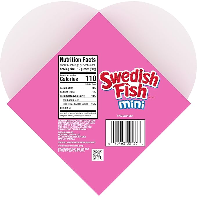 SWEDISH FISH Soft & Chewy Valentines Day Candy, 6.8 oz Heart Shaped Box