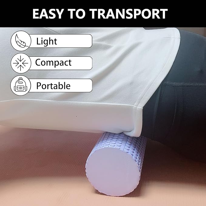 EVA Massage Roller, Recovery Foam Roller, Medium Density Light Blue Trigger Point Massage Roller for Deep Tissue Excercise, Physical Therapy, Muscle Restoration, 12" X 4" Round