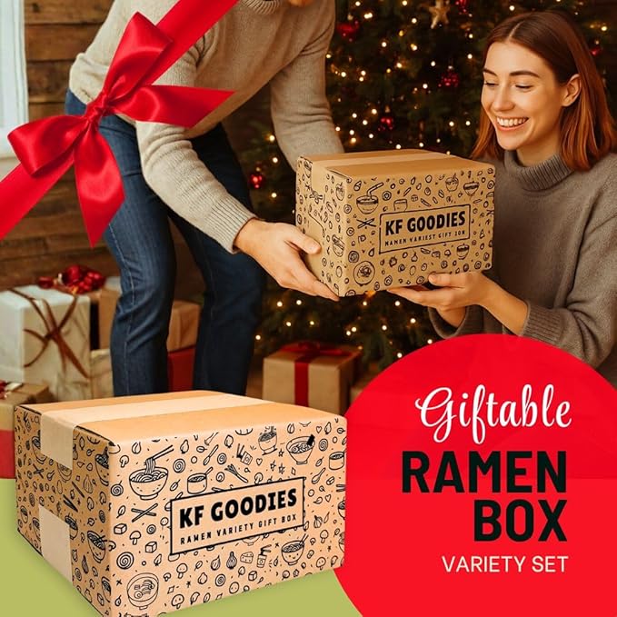 KF GOODIES Korean Ramen Variety Pack Gift Box (12 Count) - Spicy Buldak Noodle Assortment for Birthdays, College Care Packages and Gift Baskets