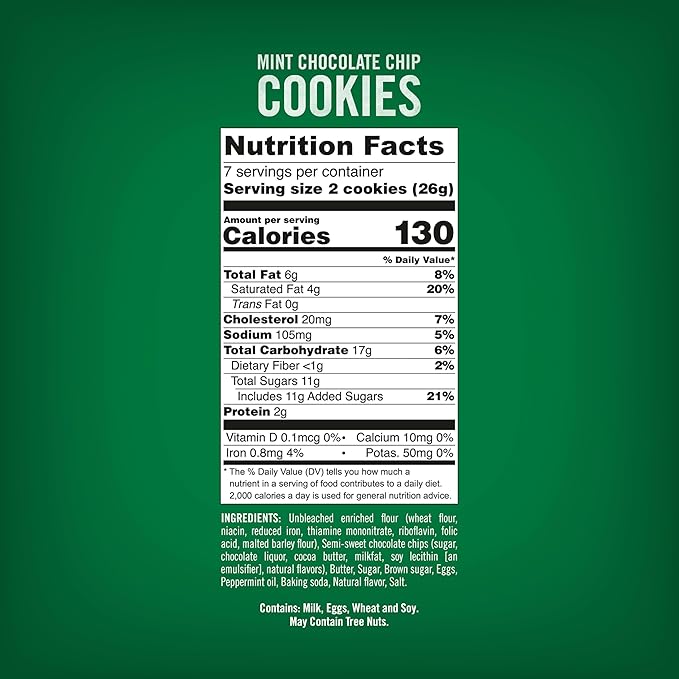 Tate's Bake Shop Mint Chocolate Chip Cookies, 4-6.5 oz Bags