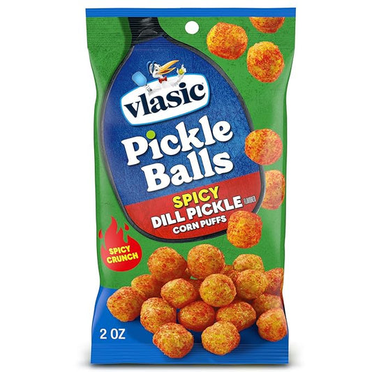 Vlasic Pickle Balls, Spicy Dill Pickle Flavored Corn Puffs, 2 oz.