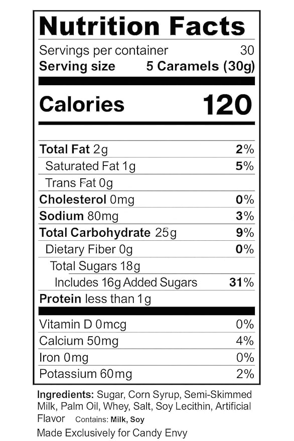 Candy Envy - Individually Wrapped Caramels - White Wrapper - 2 Pound Bulk White Candy
