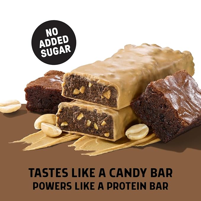 JUNKLESS Protein Bars - 15g Protein, No Added Sugar, Gluten Free, High Fiber, Delicious Taste and Texture, Satisfying, Healthy Snack for Energy - 12 Bars (Peanut Butter Chocolate Brownie)