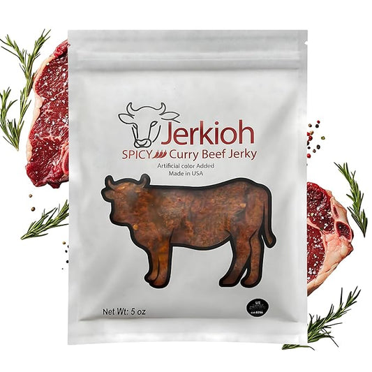 Jerkioh Spicy Curry Premium Beef Jerky – Authentic Vietnamese Street Food Flavor | High-Protein, Low-Fat Beef Snack | Tender Gourmet Strips with Bold Chili Heat | Healthy On-the-Go Protein Snack Pack (5oz)