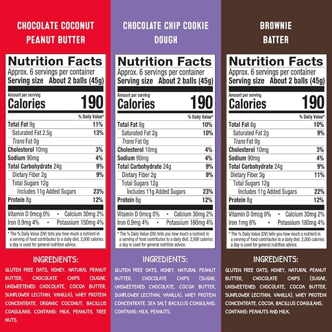 simplyFUEL Whole-Food Protein Balls Variety Pack (Chocolate Lovers), 8 g High-Protein, Gluten-Free, Healthy Snack for Adults & Kids (9.6 oz, Pack of 3)
