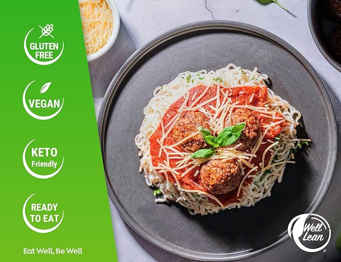 Well Lean Angel Hair — USDA Organic, Low Carb, Low Calorie Konjac Pasta — Ready to Eat and Healthy — Plant Based, Soy Free, Vegan, Paleo and Keto Friendly (6 Pack)