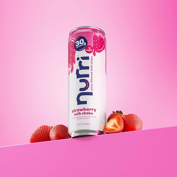 Nurri - 30g Protein Ultra Filtered Milk Shake – Strawberry - Lactose Free, Low Sugar, 150 Calories, 10 Vitamins and Minerals - 11 fl oz, 10 Cans