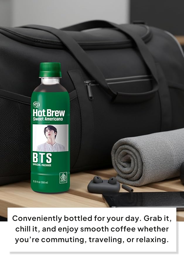 Korean Food HY Hot Brew Coffee Sweet Americano, Ready-to-Drink Bottled Coffee, 11.8 fl oz (350 mL) x 24 Bottles, B.T.S Special Package