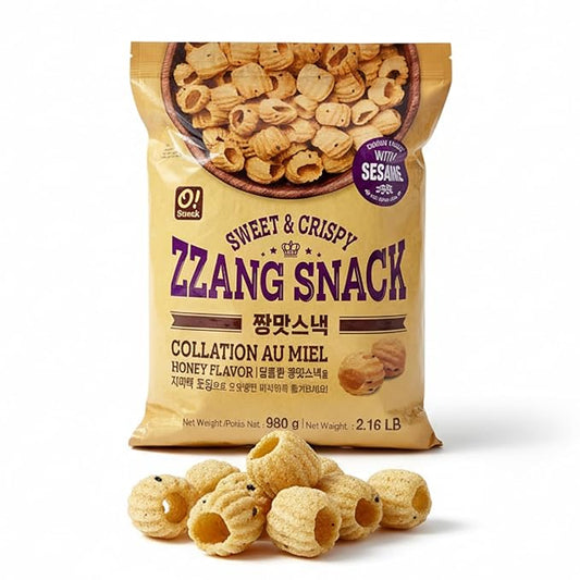 Korean Food O!Snack Honey Flavor, Sweet & Crispy Honey Snack with Sesame, Large Family Pack 2.16 lb, Party Sharing Size