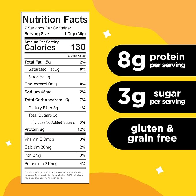 Three Wishes Grain-Free & Protein Cereal - Healthy, Low Sugar & Gluten-Free Breakfast Cereal - Low Carb, Plant-Based, Vegan & Non-GMO - Honey, 6-Pack
