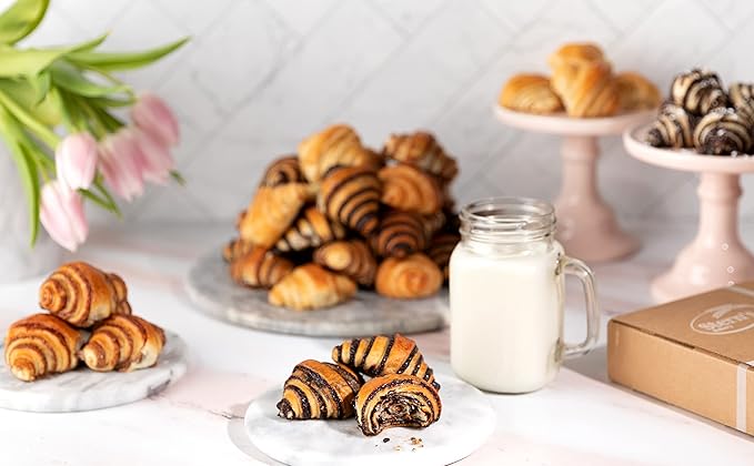 Rugelach Pastries | Approx 20 Vanilla Croissants | Breakfast Pastry | Dairy & Nut Free | Preservative Free | Unique for Holidays and Birthdays | 19 oz Stern’s Bakery ( Vanilla Rugelach Pastries, Club Size - 19 oz )